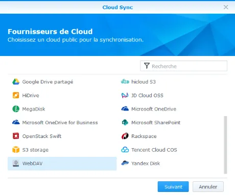 Cloud Sync avec WebDAV